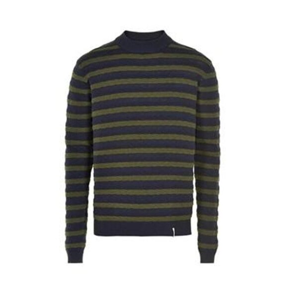 ANERKJENDT Akrico Sweater Size S Mens Blue Green Rolled Cable Knit 9519224 - Picture 2 of 11